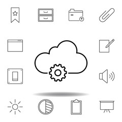 data settings cloud outline icon. Detailed set of unigrid multimedia illustrations icons. Can be used for web, logo, mobile app, UI, UX