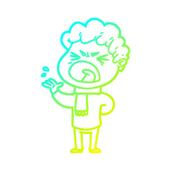 cold gradient line drawing cartoon furious man