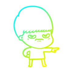cold gradient line drawing cartoon boy