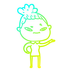 cold gradient line drawing cartoon woman