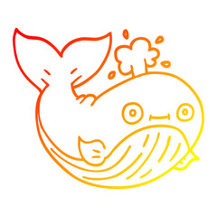 warm gradient line drawing cartoon sea whale