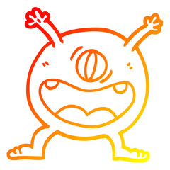 warm gradient line drawing cartoon monster