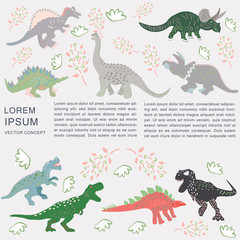 Borders with colourful dinosaurs and text