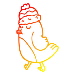 warm gradient line drawing cartoon christmas robin