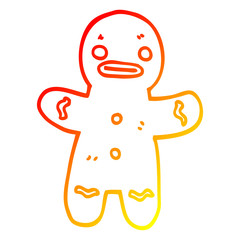 warm gradient line drawing cartoon gingerbread man