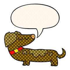 cartoon dog and speech bubble in comic book style