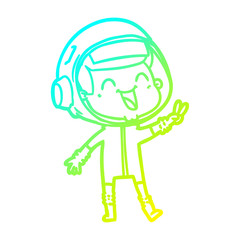 cold gradient line drawing happy cartoon astronaut