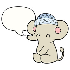 cartoon cute elephant and speech bubble