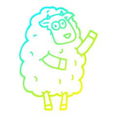cold gradient line drawing cartoon sheep