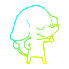 cold gradient line drawing cartoon smiling elephant