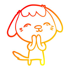 warm gradient line drawing happy cartoon dog