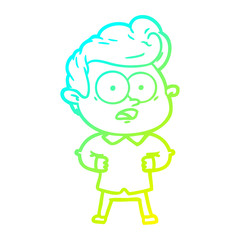 cold gradient line drawing cartoon staring man