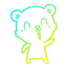 cold gradient line drawing happy cartoon bear