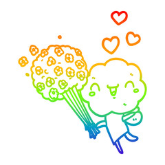 rainbow gradient line drawing cute cartoon cloud head creature