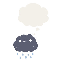 cartoon cloud and thought bubble in retro style