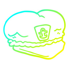cold gradient line drawing cartoon sailor hat
