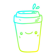 cold gradient line drawing cartoon takeaway coffee