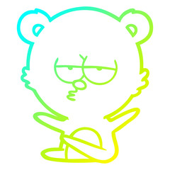 cold gradient line drawing bored bear cartoon