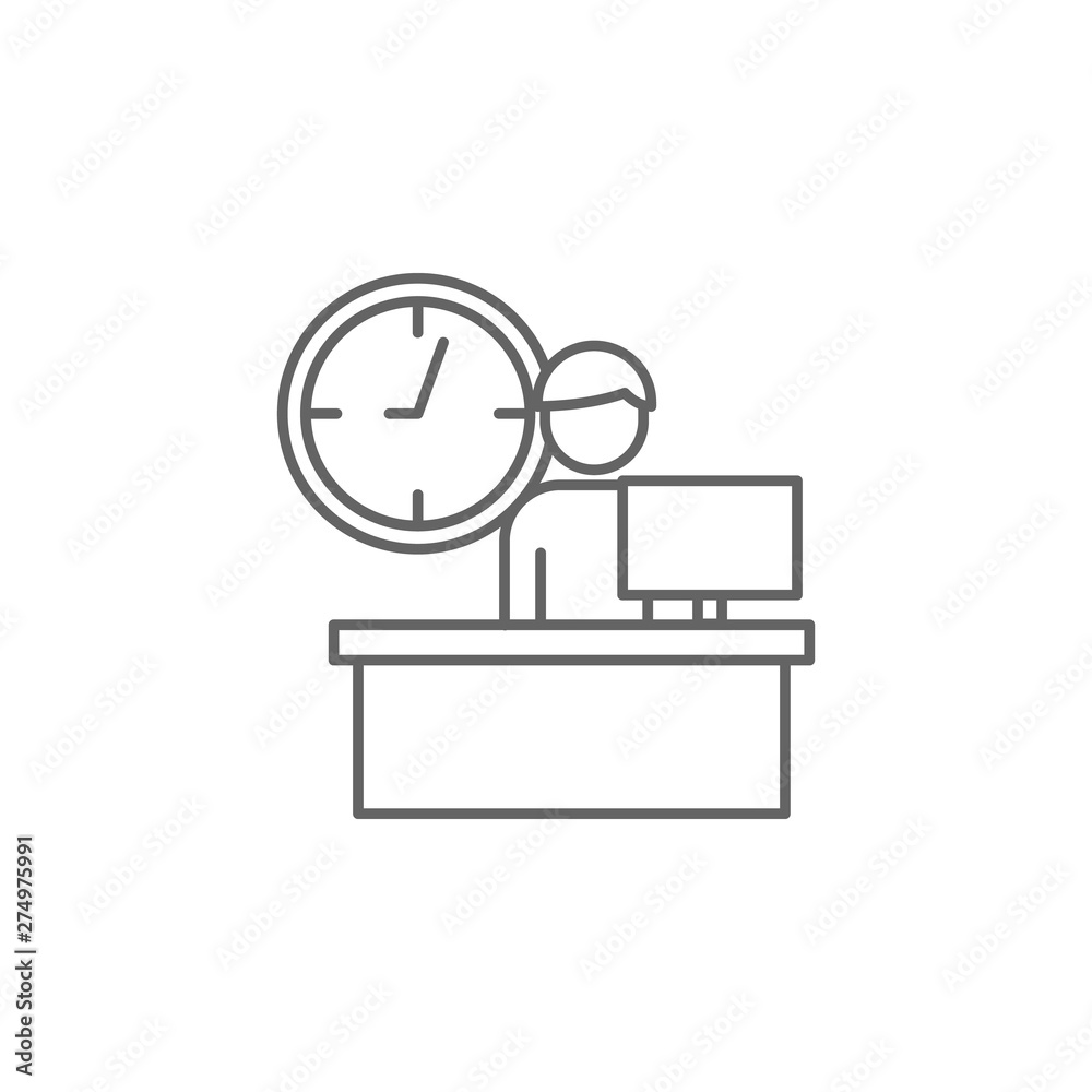 Poster working, time management icon. element of time management icon. thin line icon for website design an
