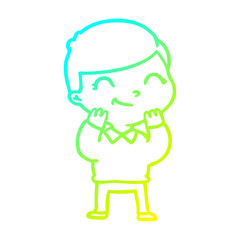 cold gradient line drawing cartoon boy smiling