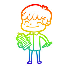 rainbow gradient line drawing cartoon happy boy
