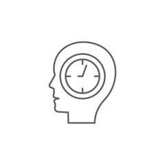 Brain, time management icon. Element of time management icon. Thin line icon for website design and development, app development