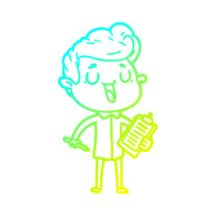 cold gradient line drawing happy cartoon man