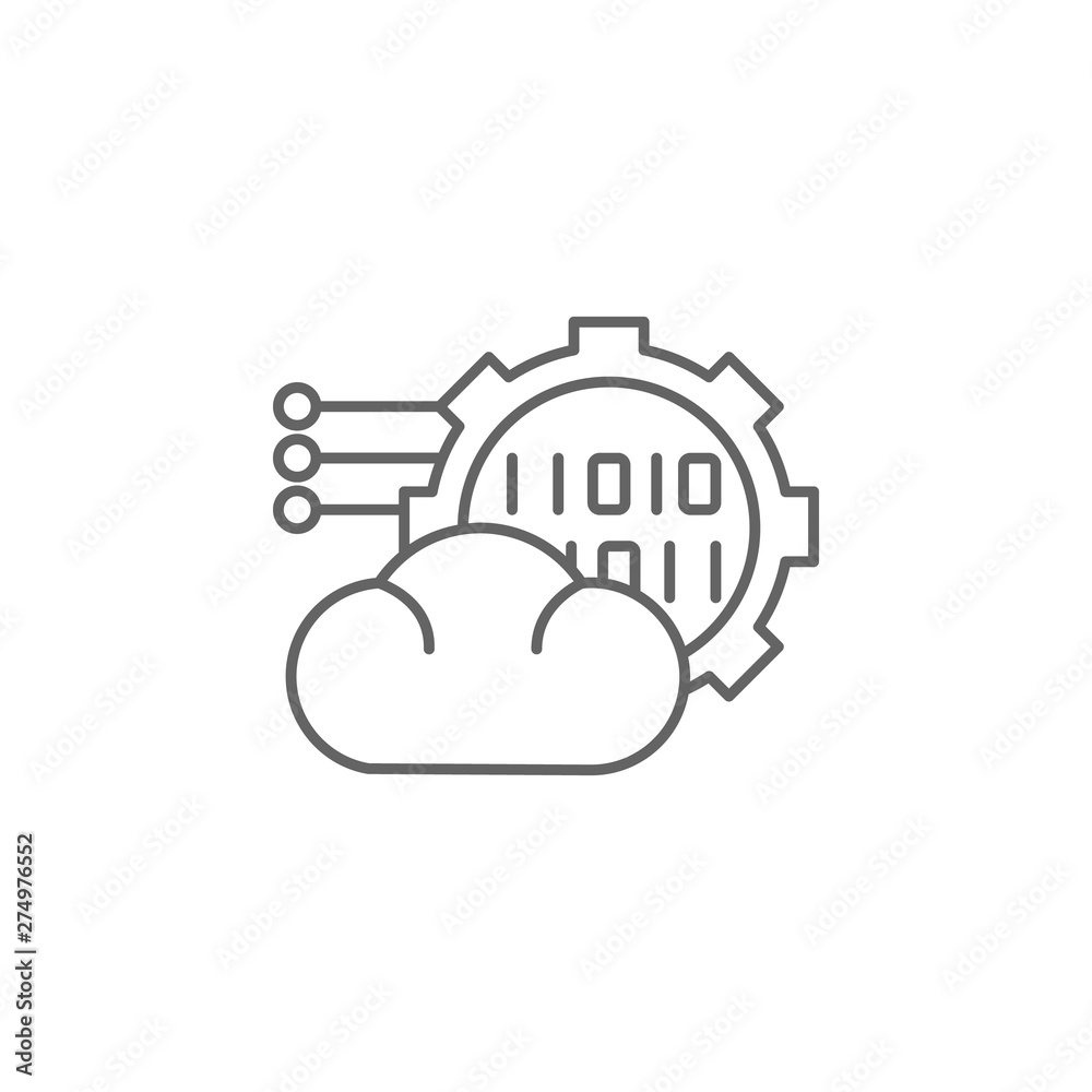 Poster cloud, binary code icon. element of cyber crime icon. thin line icon for website design and developm