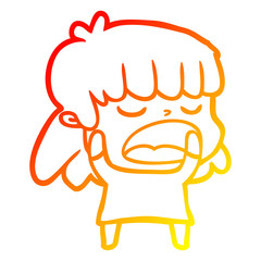 warm gradient line drawing cartoon woman talking loudly