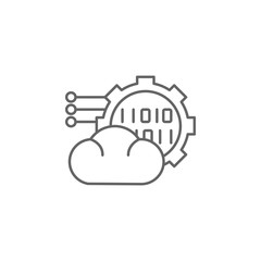 cloud, binary code icon. Element of cyber crime icon. Thin line icon for website design and development, app development