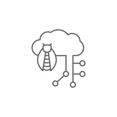 cloud, insect, bug icon. Element of cyber crime icon. Thin line icon for website design and development, app development