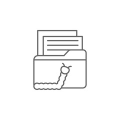 worm, files icon. Element of cyber crime icon. Thin line icon for website design and development, app development