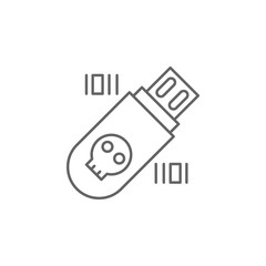 virus, usb drive icon. Element of cyber crime icon. Thin line icon for website design and development, app development