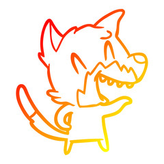 warm gradient line drawing laughing fox cartoon