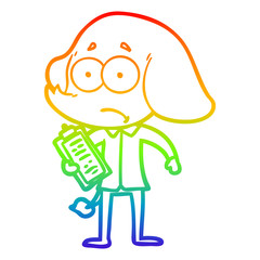 rainbow gradient line drawing cartoon unsure elephant