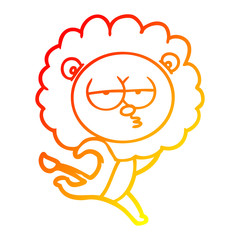 warm gradient line drawing cartoon running lion