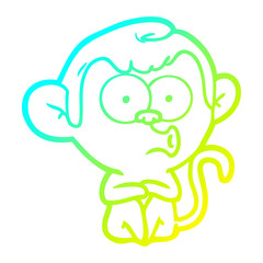 cold gradient line drawing cartoon hooting monkey