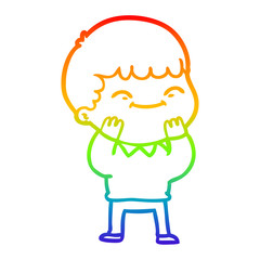 rainbow gradient line drawing cartoon happy boy