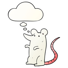 cartoon rat and thought bubble in smooth gradient style