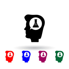 human head and laboratory test tubes multi color icon. Elements of education set. Simple icon for websites, web design, mobile app, info graphics