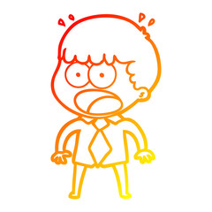 warm gradient line drawing cartoon shocked man in shirt and tie