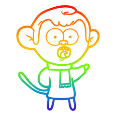 rainbow gradient line drawing cartoon shocked monkey