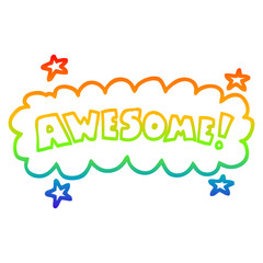 rainbow gradient line drawing cartoon awesome sign