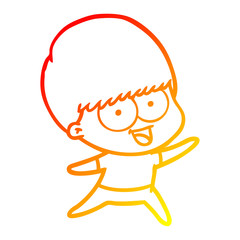 Obraz premium warm gradient line drawing happy cartoon boy