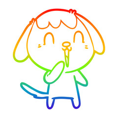 rainbow gradient line drawing cute cartoon dog