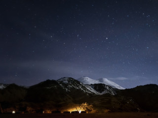 Base camp at the foot of Mount Elbrus.