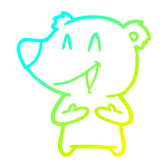 cold gradient line drawing laughing bear cartoon