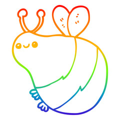 rainbow gradient line drawing cartoon bee