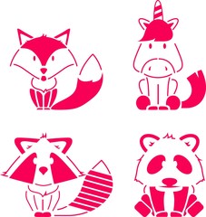 animal pink stencil art set