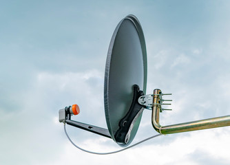 New satellite dish hanging on the wall